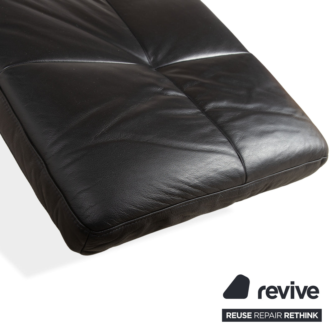 Ewald Schillig Vita Leather Lounger Black Chrome Manual Function