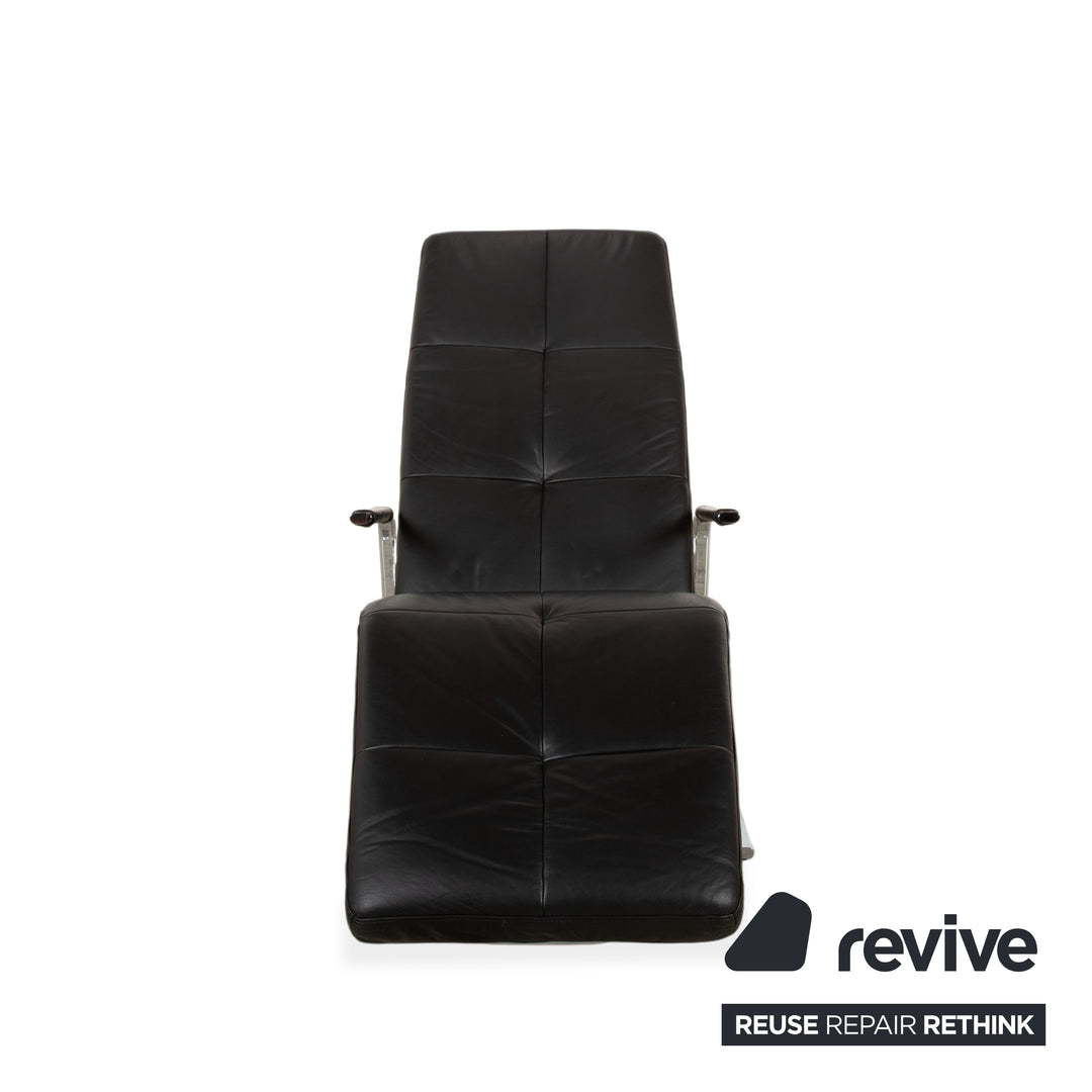 Ewald Schillig Vita Leather Lounger Black Chrome Manual Function