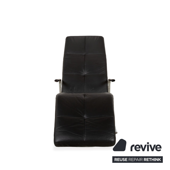 Ewald Schillig Vita Leather Lounger Black Chrome Manual Function