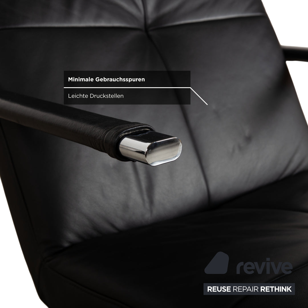 Ewald Schillig Vita Leather Lounger Black Chrome Manual Function
