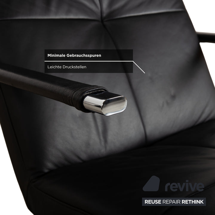 Ewald Schillig Vita Leather Lounger Black Chrome Manual Function