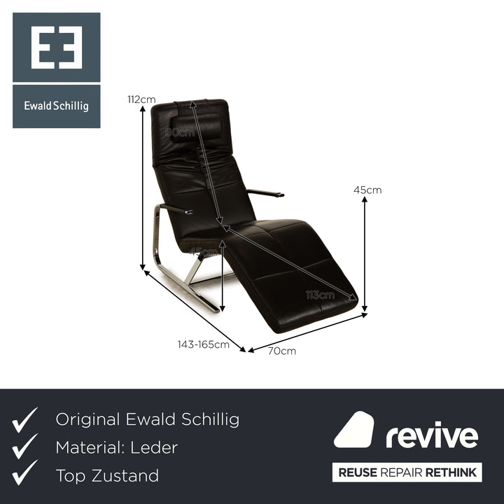 Ewald Schillig Vita Leder Liege Schwarz manuelle Funktion Relaxliege