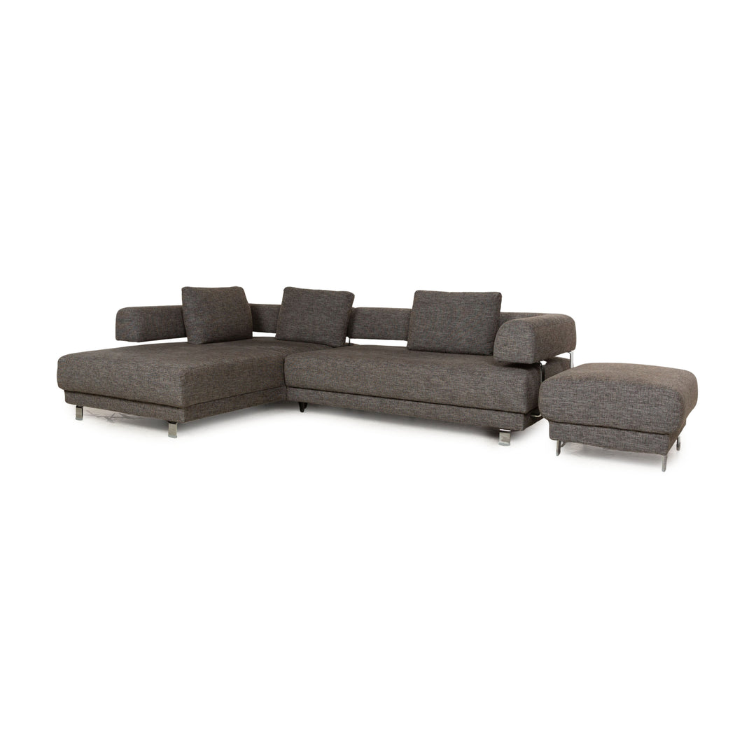 Ewald Schllig Brand Face Fabric Sofa Set Grey Corner Sofa Recamiere Left Electric Function Couch