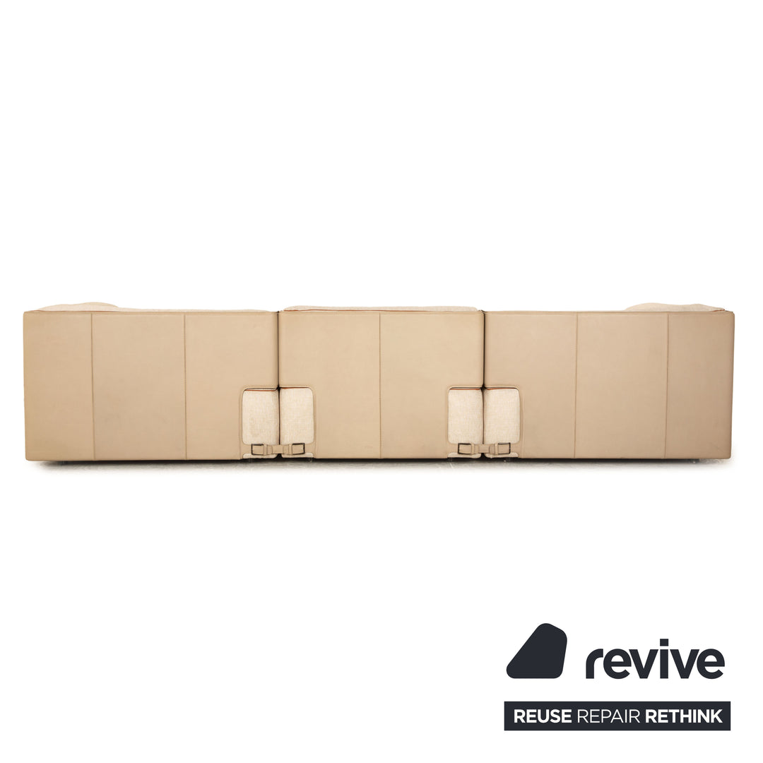 Fendi Soho Element Fabric Leather Corner Sofa Beige Brown Module Recamiere Right Sofa Couch New Cover by Toan Nguyen