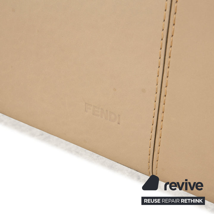 Fendi Soho Element Fabric Leather Corner Sofa Beige Brown Module Recamiere Right Sofa Couch New Cover by Toan Nguyen
