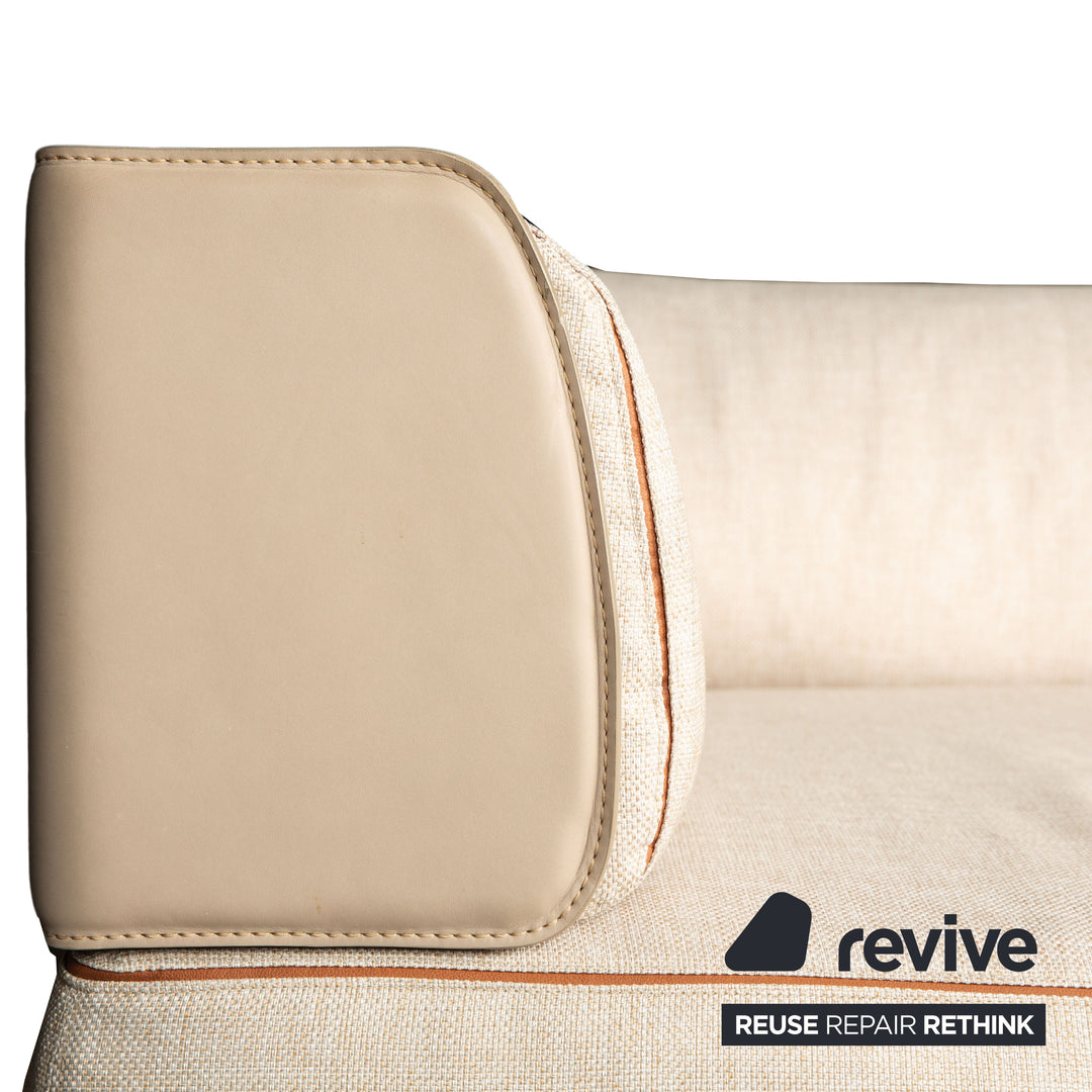 Fendi Soho Element Fabric Leather Corner Sofa Beige Brown Module Recamiere Right Sofa Couch New Cover by Toan Nguyen