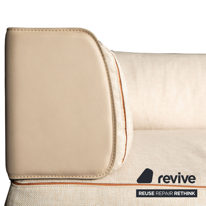 Fendi Soho Element Fabric Leather Corner Sofa Beige Brown Module Recamiere Right Sofa Couch New Cover by Toan Nguyen