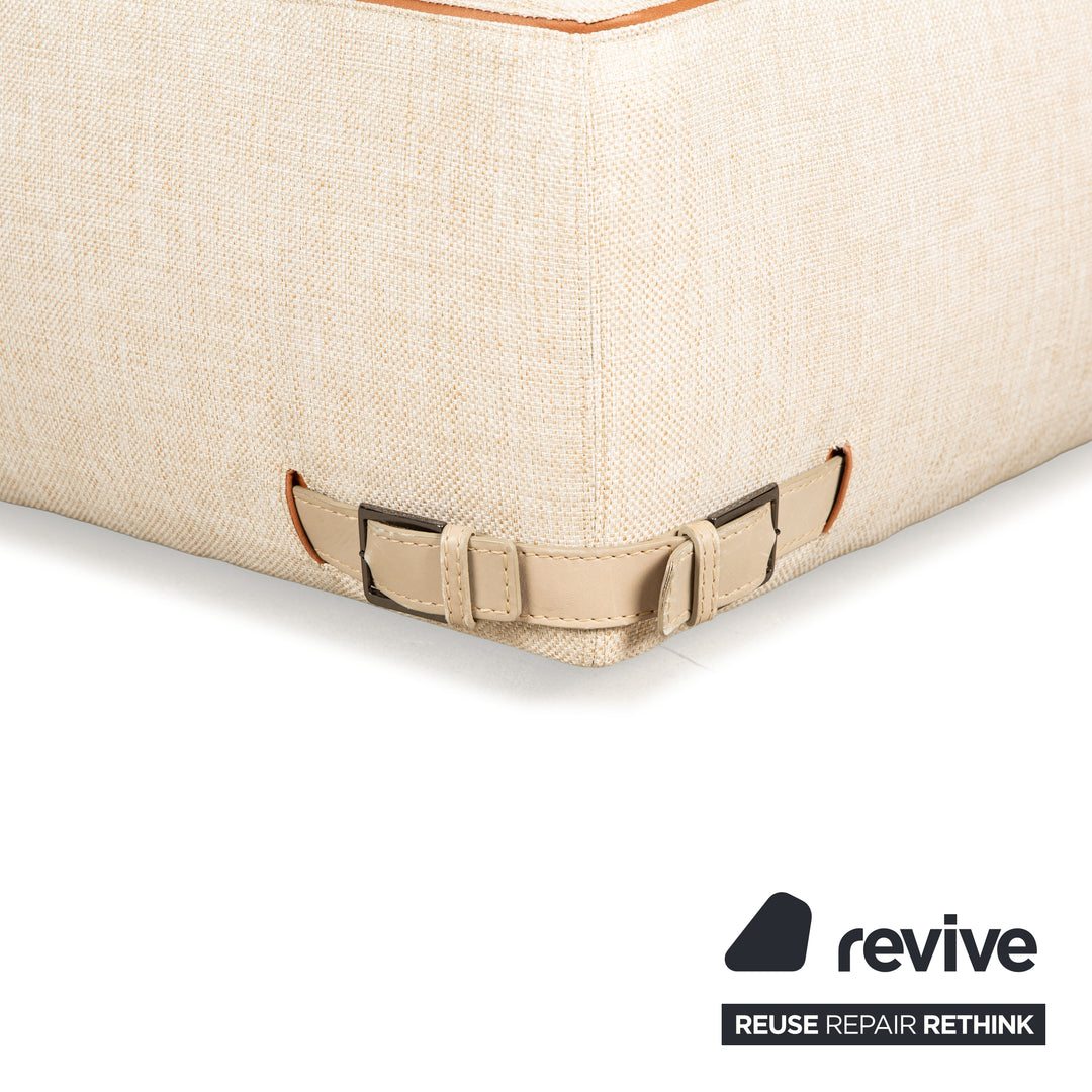 Fendi Soho Element Fabric Leather Corner Sofa Beige Brown Module Recamiere Right Sofa Couch New Cover by Toan Nguyen