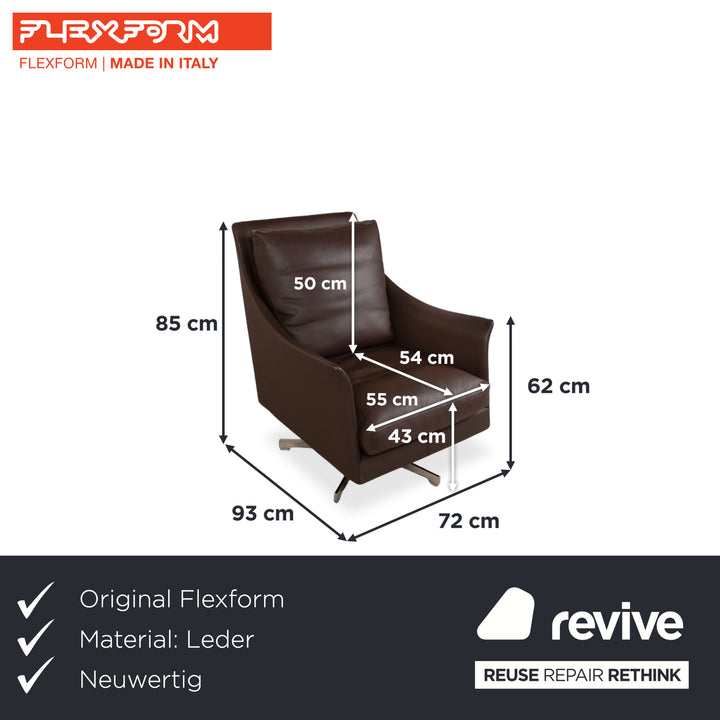Flexform Boss Leder Sessel Braun Drehsessel Drehbar manuelle Funktion