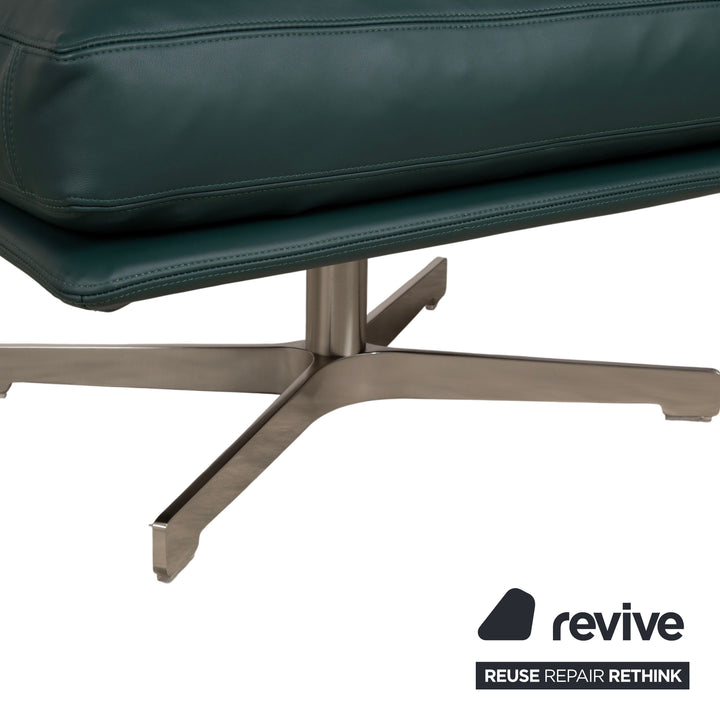 Flexform Boss Leder Sessel Grün inkl. Hocker Drehsessel Drehbar manuelle Funktion