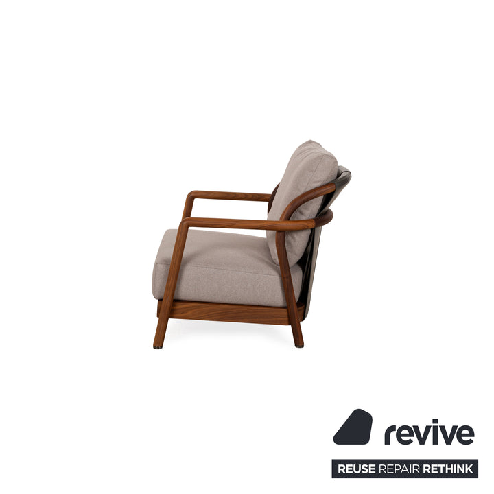 Flexform Alison Fabric Armchair Grey Wood