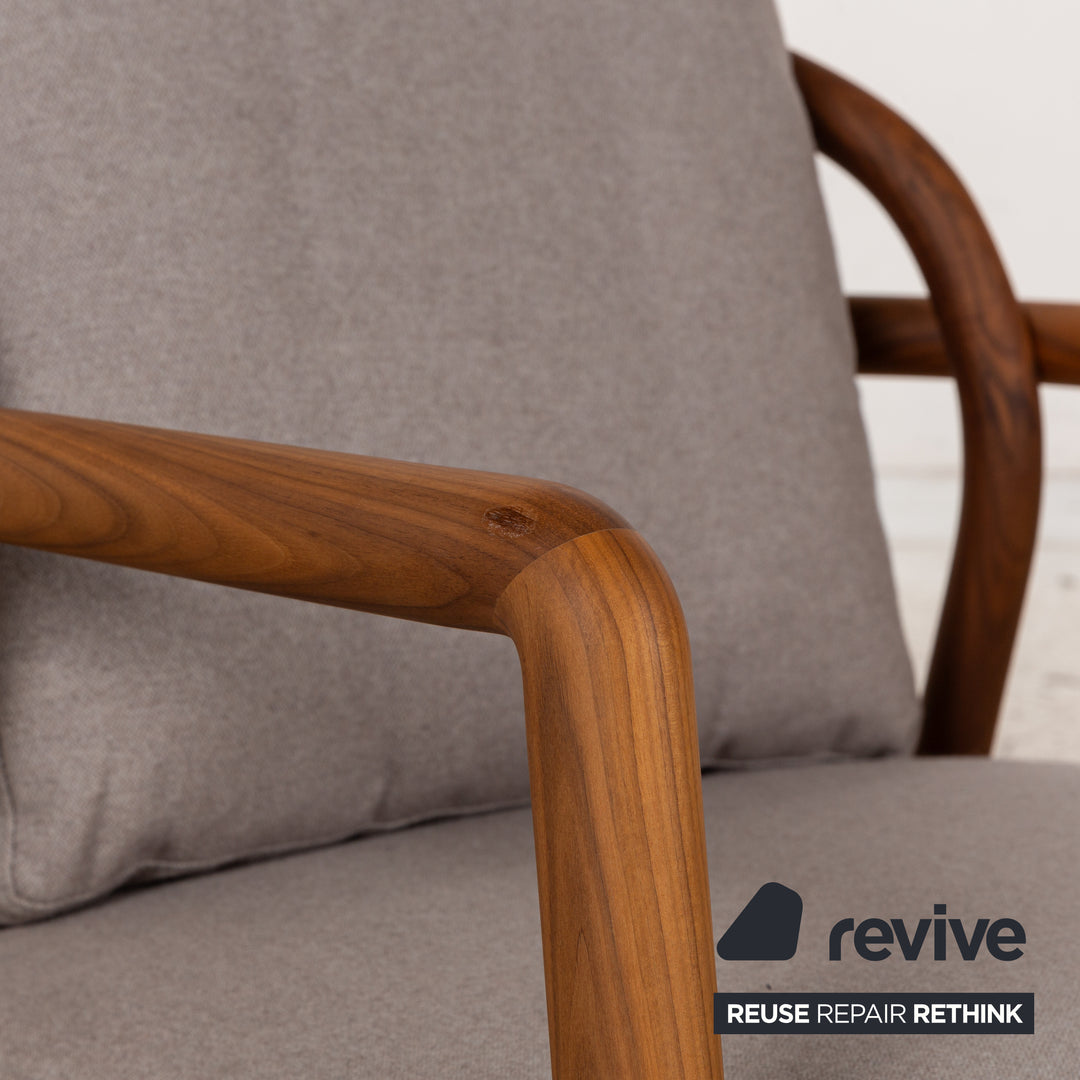 Flexform Alison Fabric Armchair Grey Wood