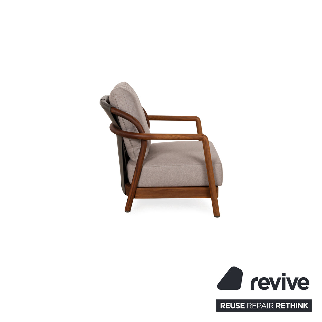 Flexform Alison Fabric Armchair Grey Wood