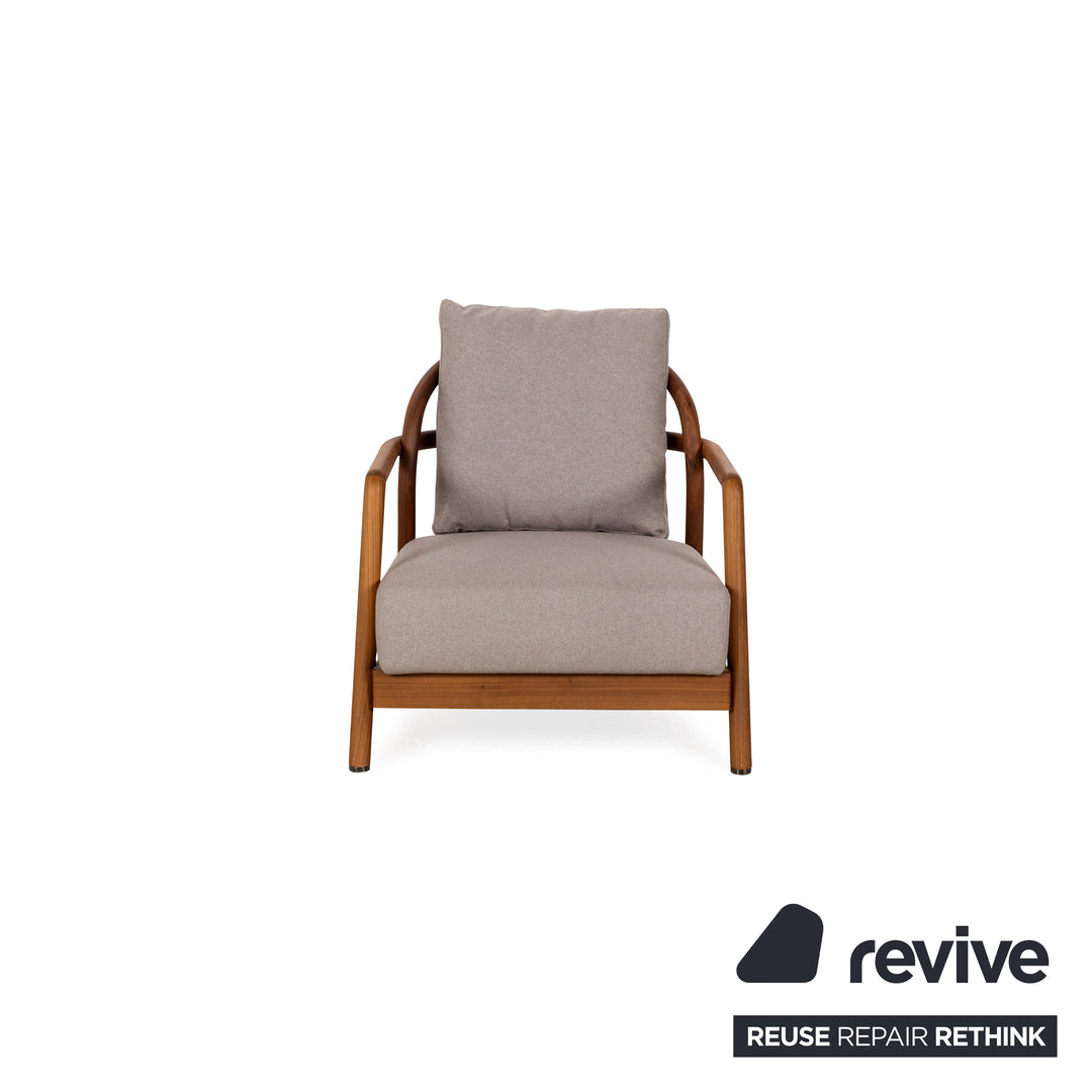 Flexform Alison Fabric Armchair Grey Wood