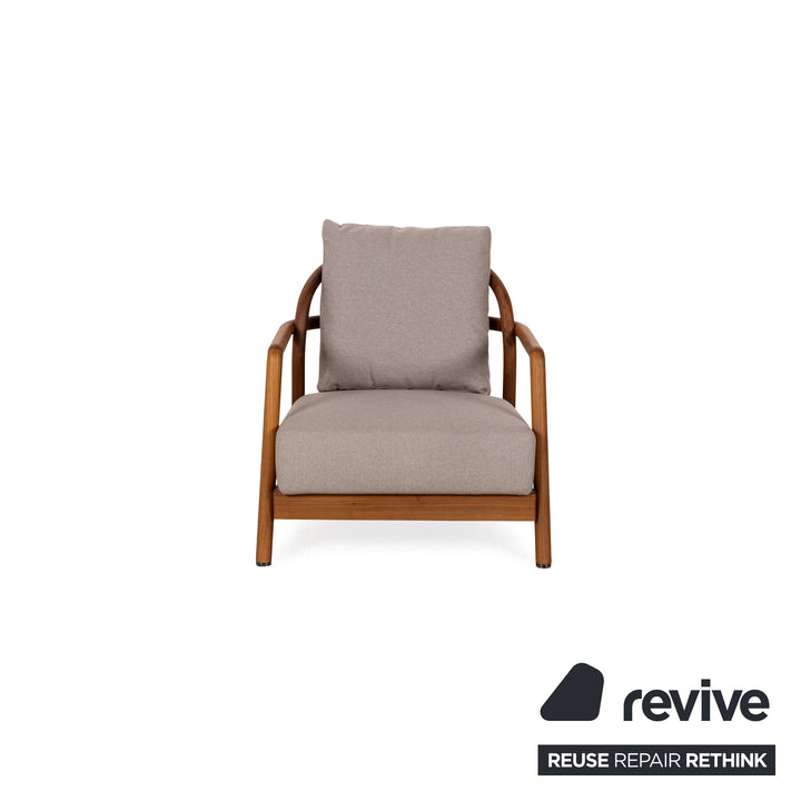 Flexform Alison Fabric Armchair Grey Wood