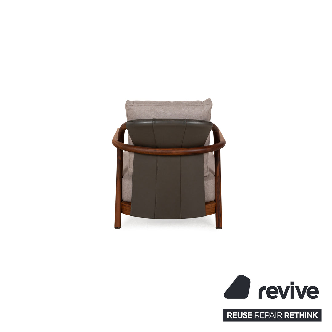 Flexform Alison Fabric Armchair Grey Wood