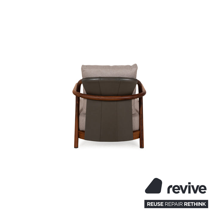 Flexform Alison Fabric Armchair Grey Wood