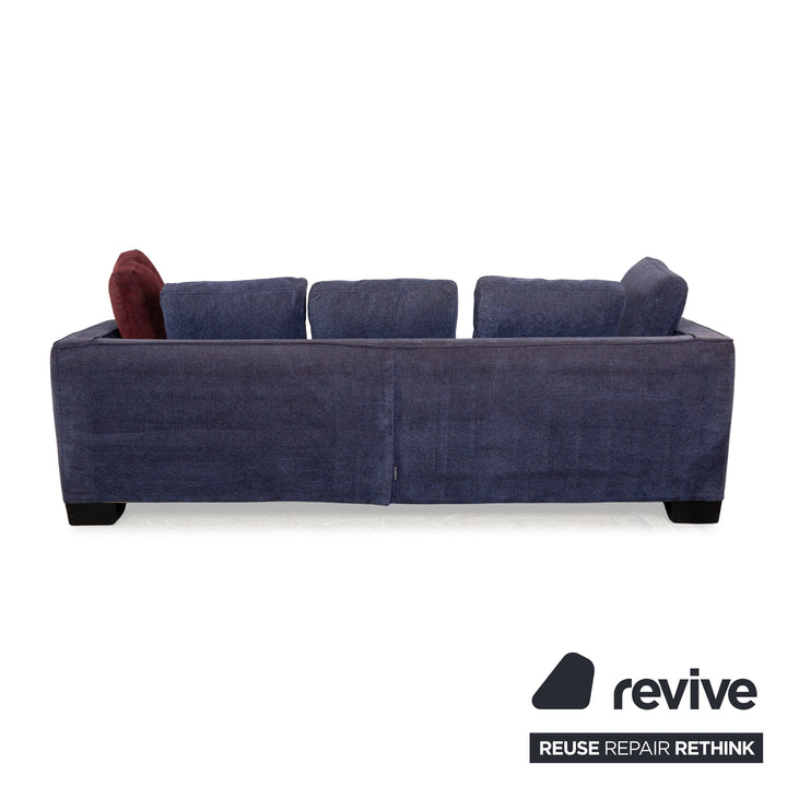 Flexform Eros 2100 Fabric Three-Seater Dark Blue Blue Sofa Couch