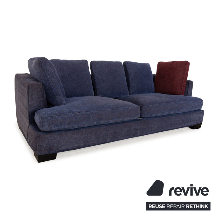 Flexform Eros 2100 Fabric Three-Seater Dark Blue Blue Sofa Couch