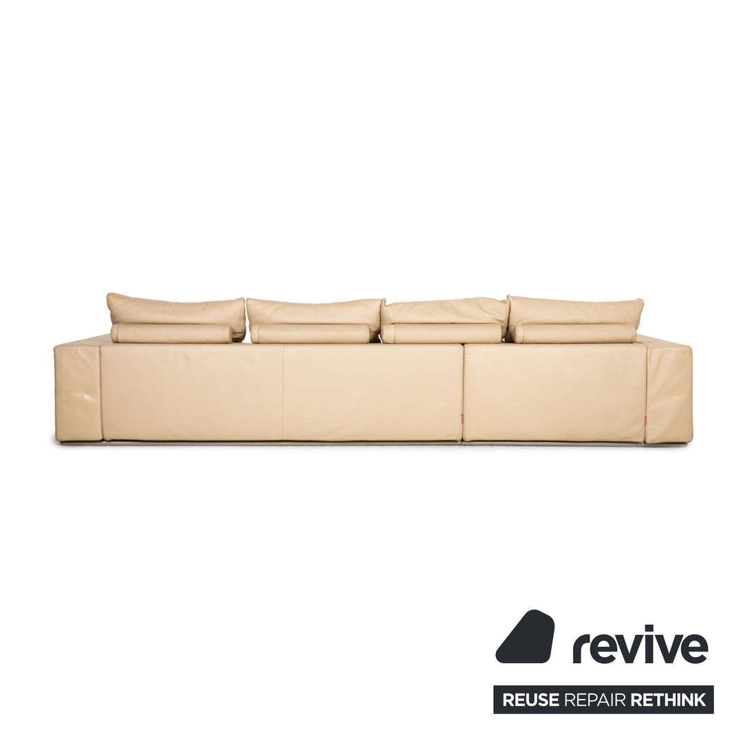 Flexform Groundpiece Leder Ecksofa Creme Beige Sofa Couch Recamiere Links