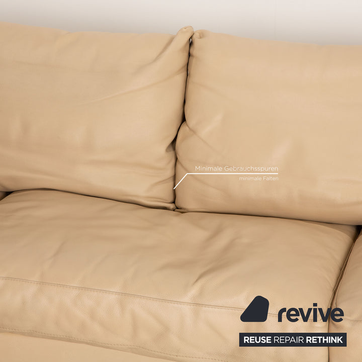 Flexform Groundpiece Leather Corner Sofa Cream Beige Sofa Couch Recamiere Left