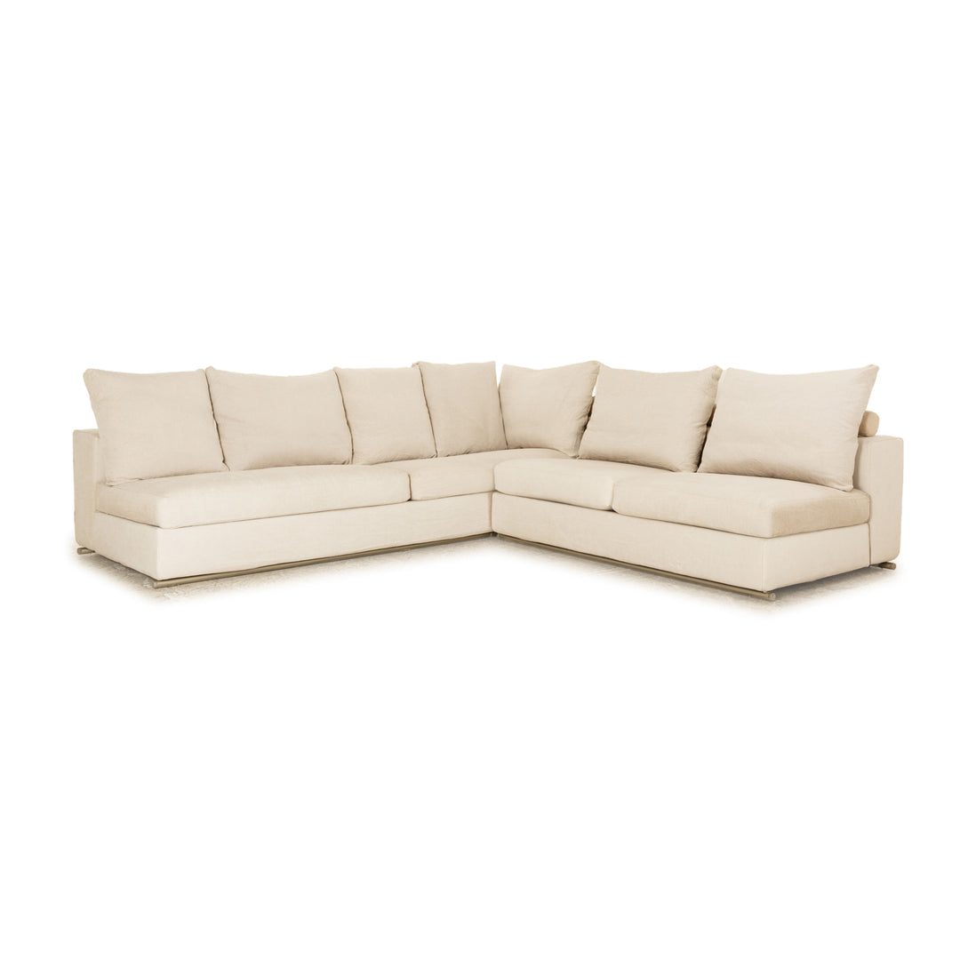 Flexform Groundpiece Fabric Corner Sofa Cream Grey Sofa Couch