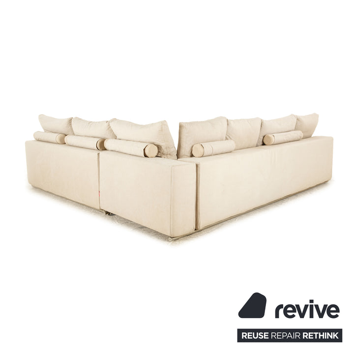 Flexform Groundpiece Fabric Corner Sofa Cream Grey Sofa Couch