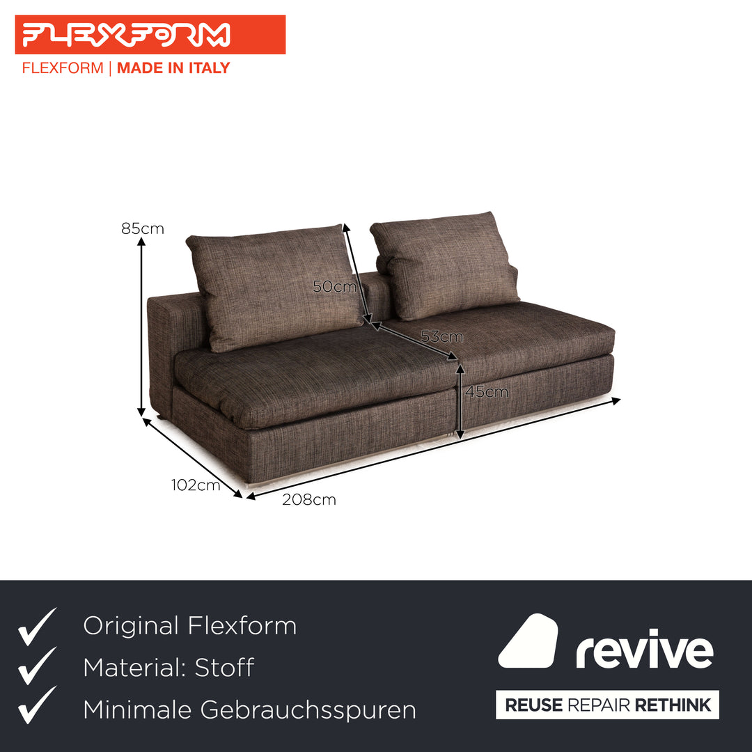 Flexform Groundpiece Stoff Zweisitzer Grau Sofa Couch