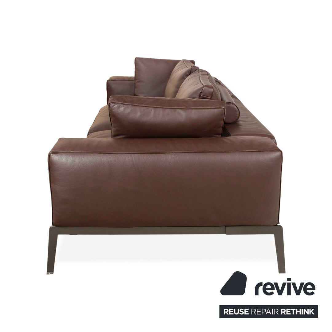 Flexform LIFESTEEL Leder Viersitzer Braun Mokka Sofa Couch