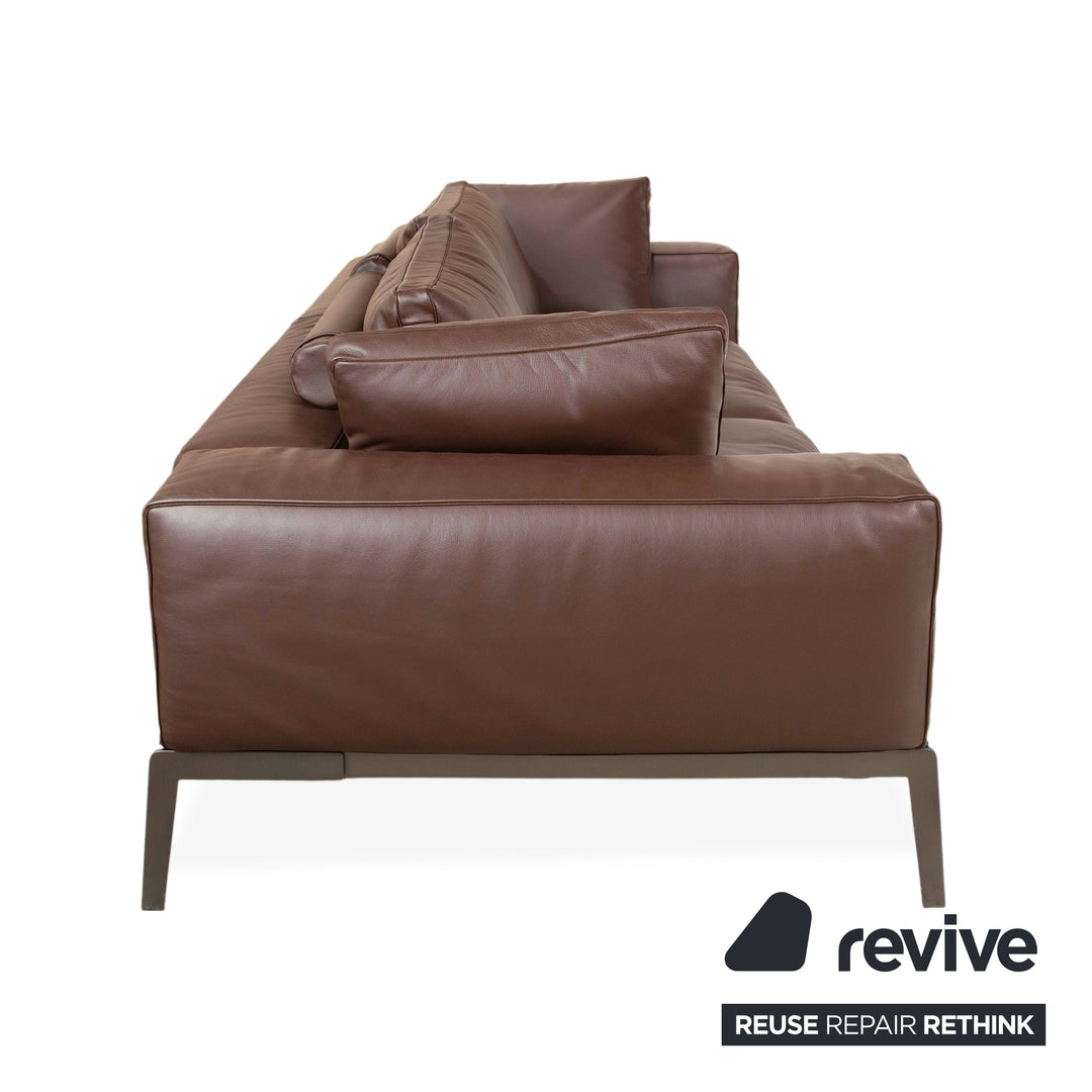 Flexform LIFESTEEL Leder Viersitzer Braun Mokka Sofa Couch