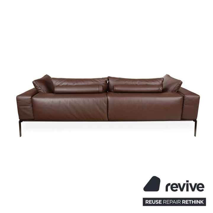 Flexform LIFESTEEL Leder Viersitzer Braun Mokka Sofa Couch