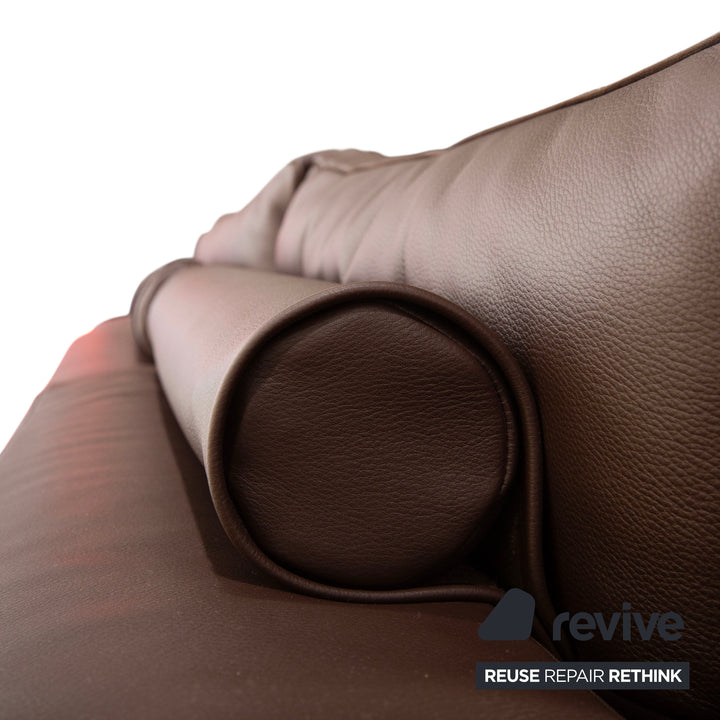 Flexform Lifesteel Leder Viersitzer Braun Sofa Couch