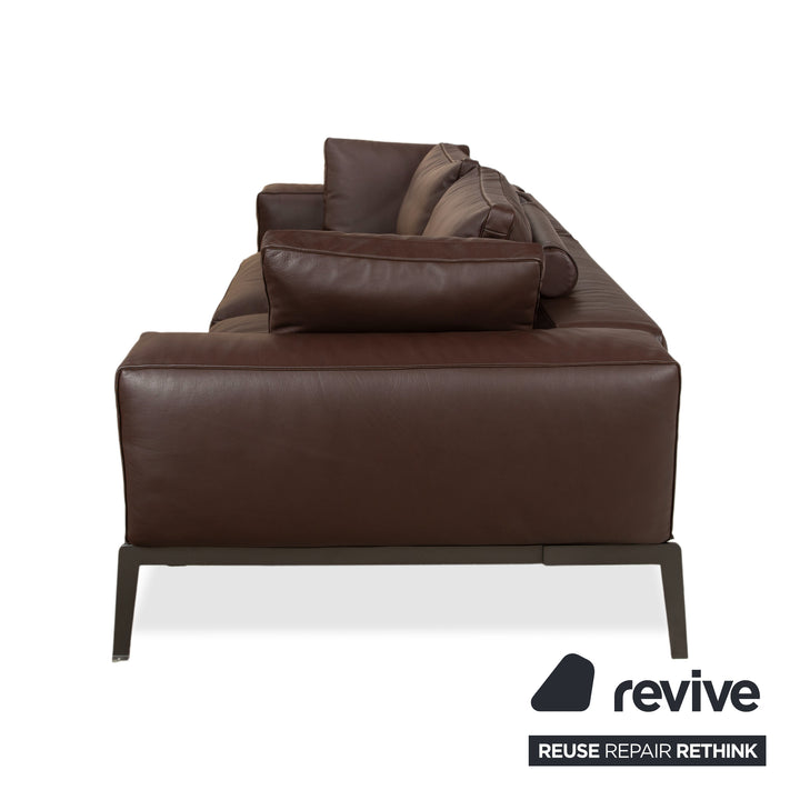Flexform Lifesteel Leder Viersitzer Braun Sofa Couch
