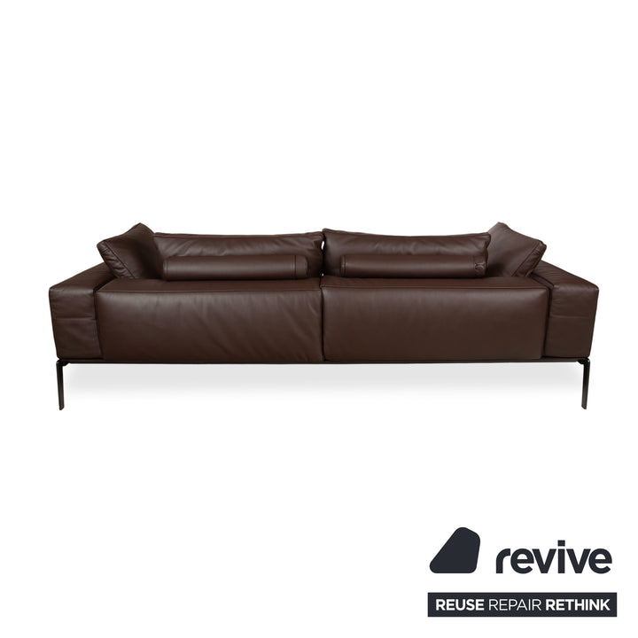 Flexform Lifesteel Leder Viersitzer Braun Sofa Couch