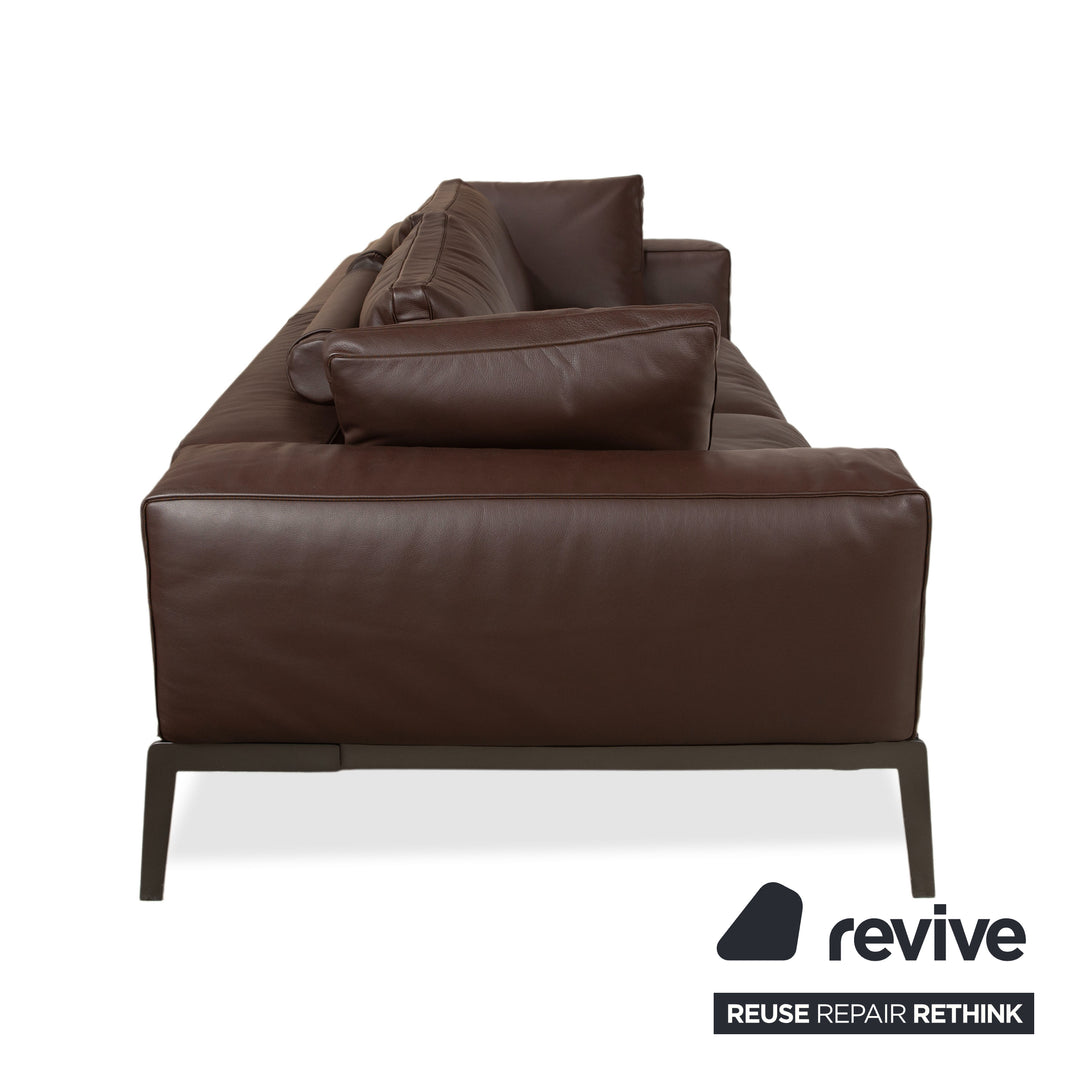 Flexform Lifesteel Leder Viersitzer Braun Sofa Couch