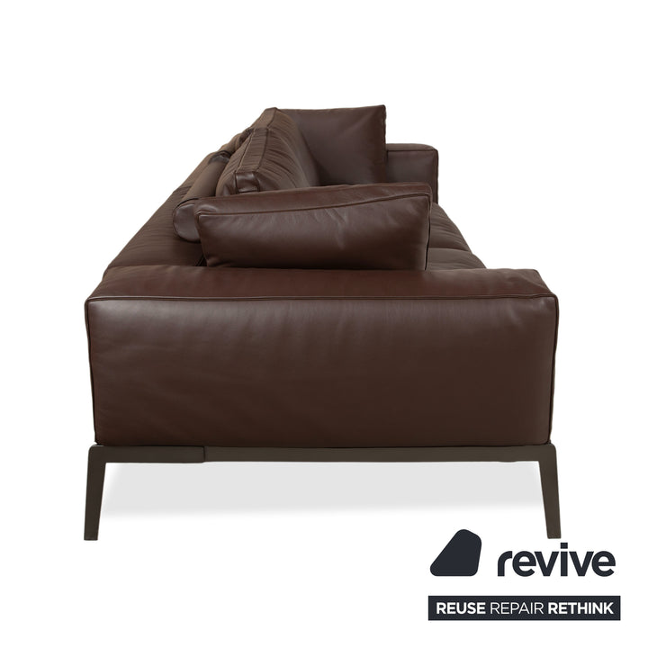 Flexform Lifesteel Leder Viersitzer Braun Sofa Couch