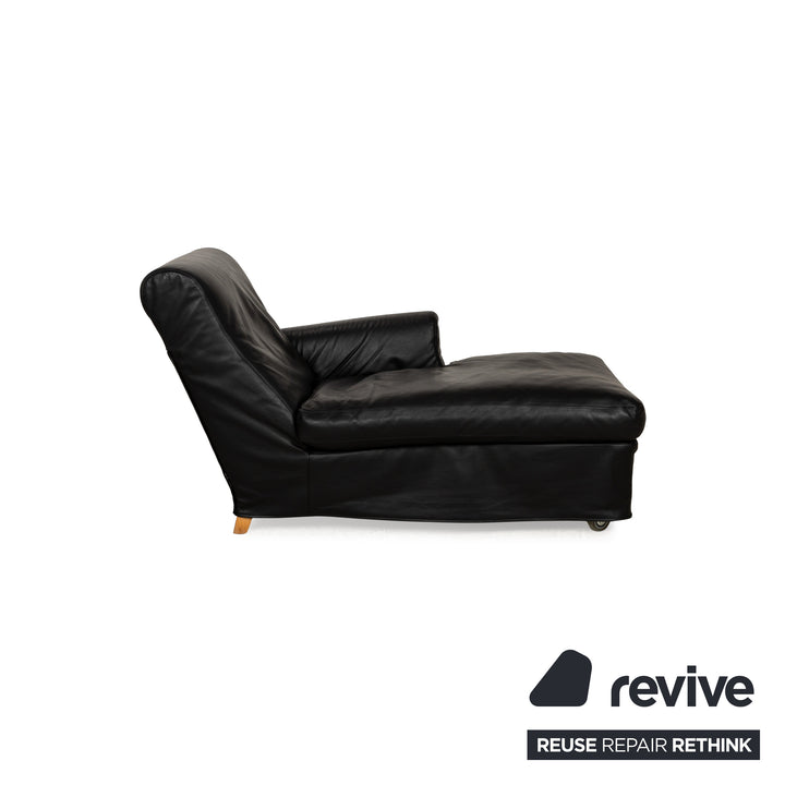 Ensemble chaise longue en cuir Flexform NONNAMARIA noir 2x lit de repos par Antonio Citterio