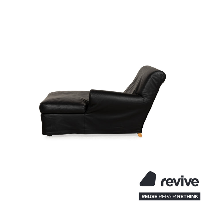 Ensemble chaise longue en cuir Flexform NONNAMARIA noir 2x lit de repos par Antonio Citterio