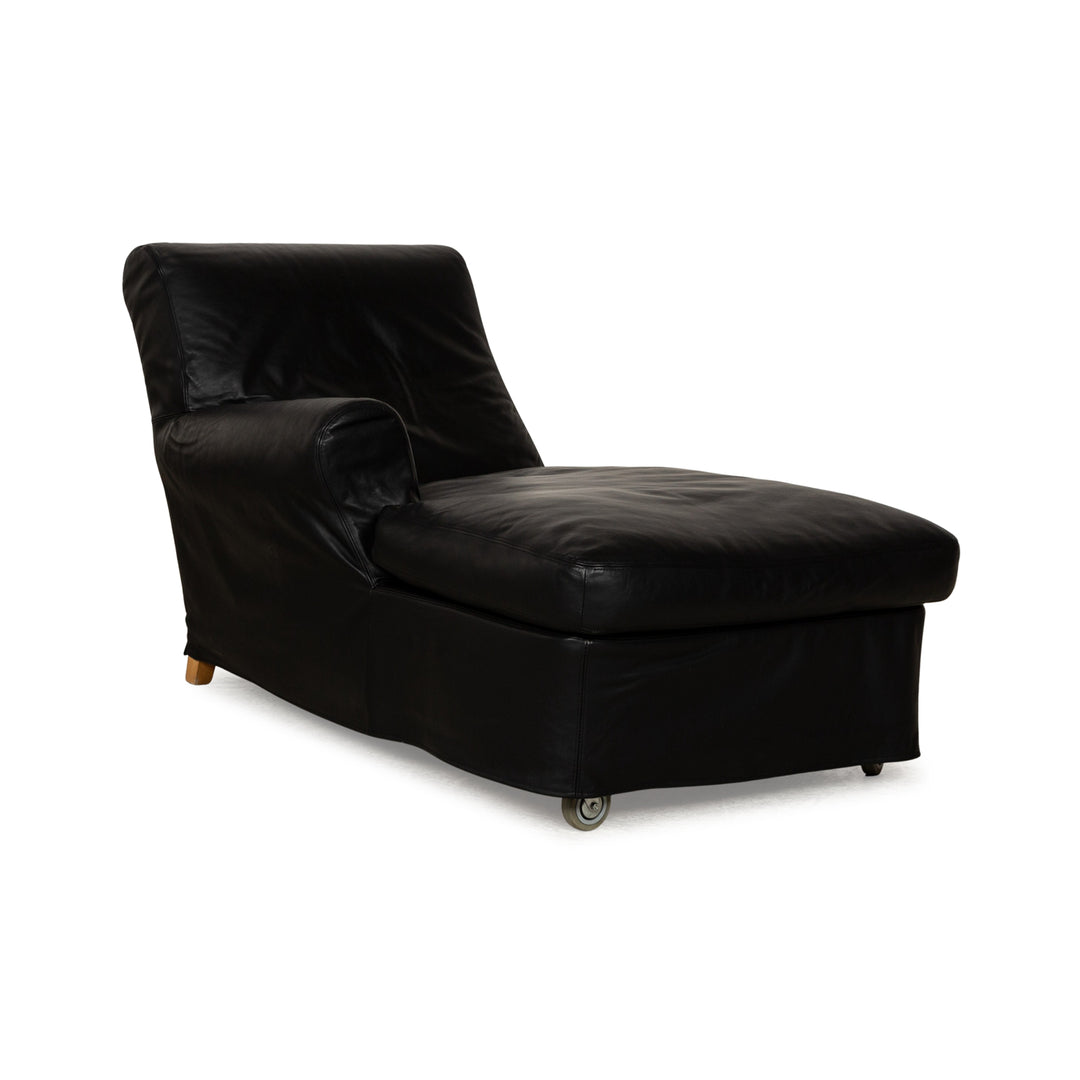 Flexform NONNAMARIA Leather Lounger Black Daybed by Antonio Citterio