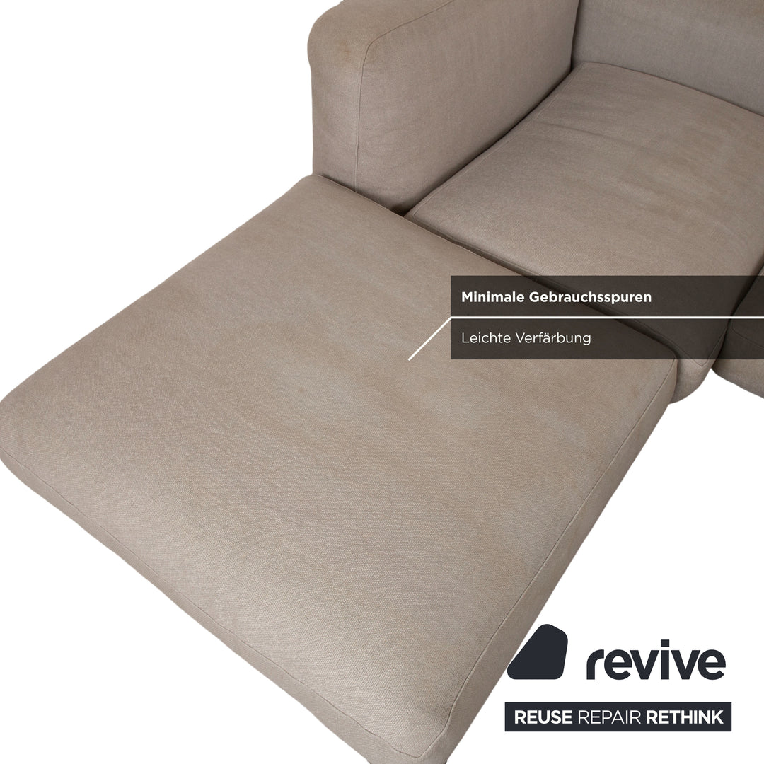 Flexform Soft Dream Garnitur Stoff Ecksofa Hocker Beige Creme Sofa Couch by Antonio Citterio