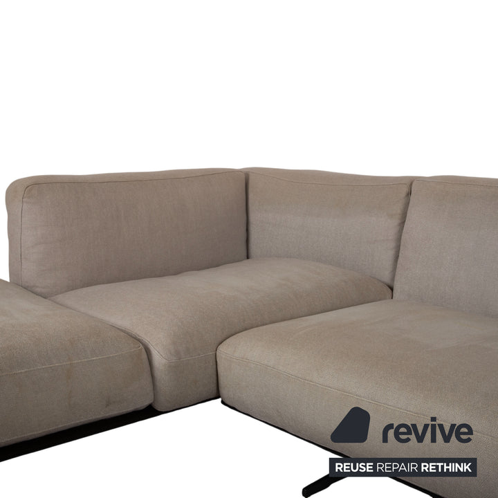 Flexform Soft Dream Garnitur Stoff Ecksofa Hocker Beige Creme Sofa Couch by Antonio Citterio