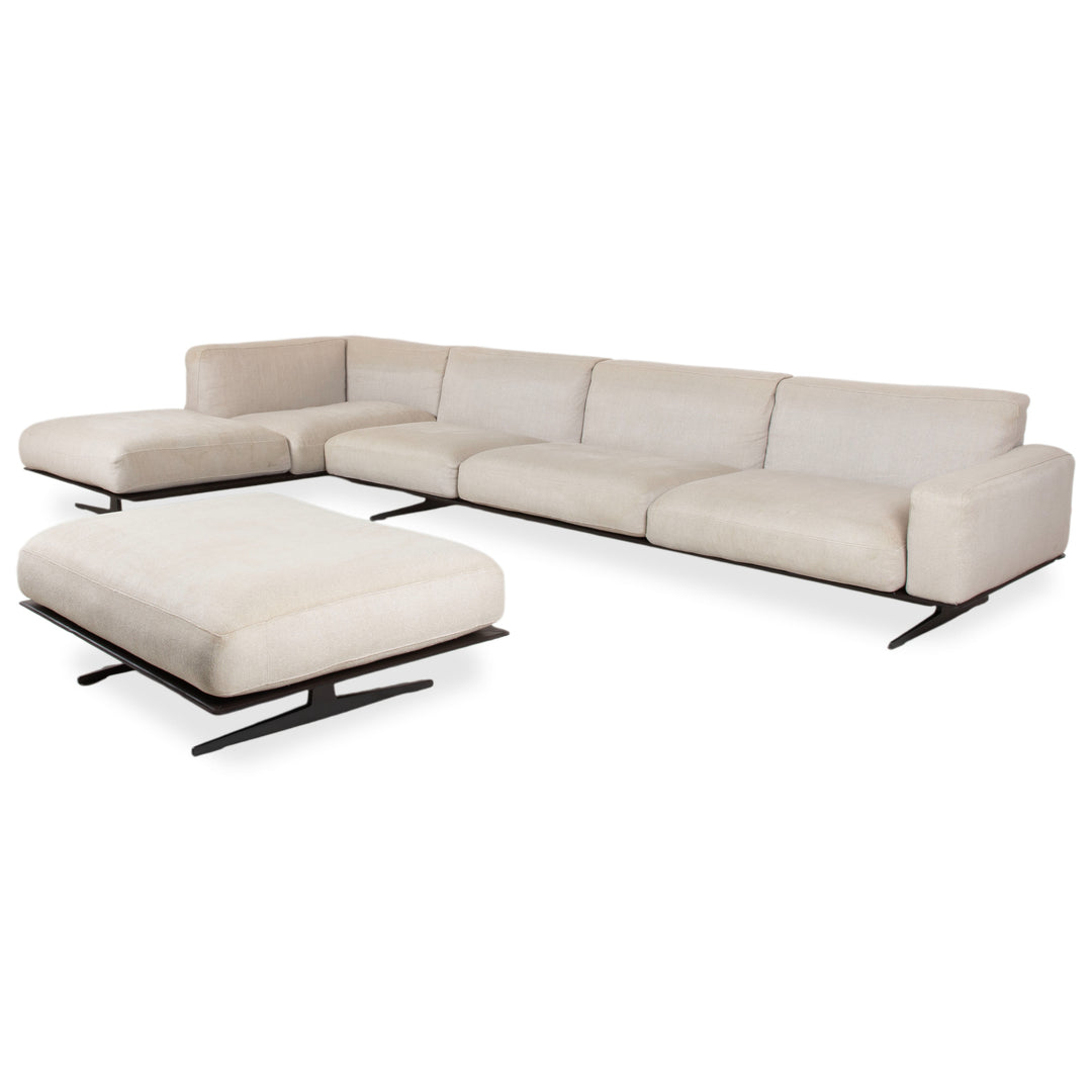 Flexform Soft Dream Garnitur Stoff Ecksofa Hocker Beige Creme Sofa Couch by Antonio Citterio