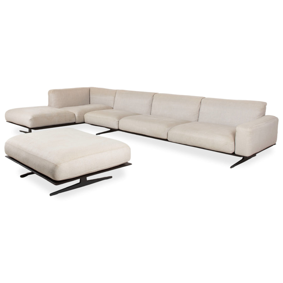 Flexform Soft Dream Garnitur Stoff Ecksofa Hocker Beige Creme Sofa Couch by Antonio Citterio