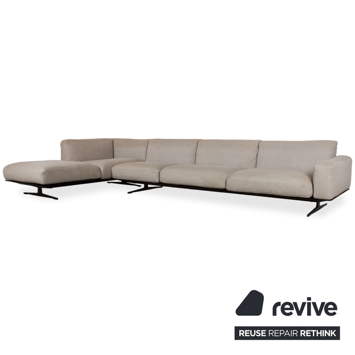 Flexform Soft Dream Garnitur Stoff Ecksofa Hocker Beige Creme Sofa Couch by Antonio Citterio