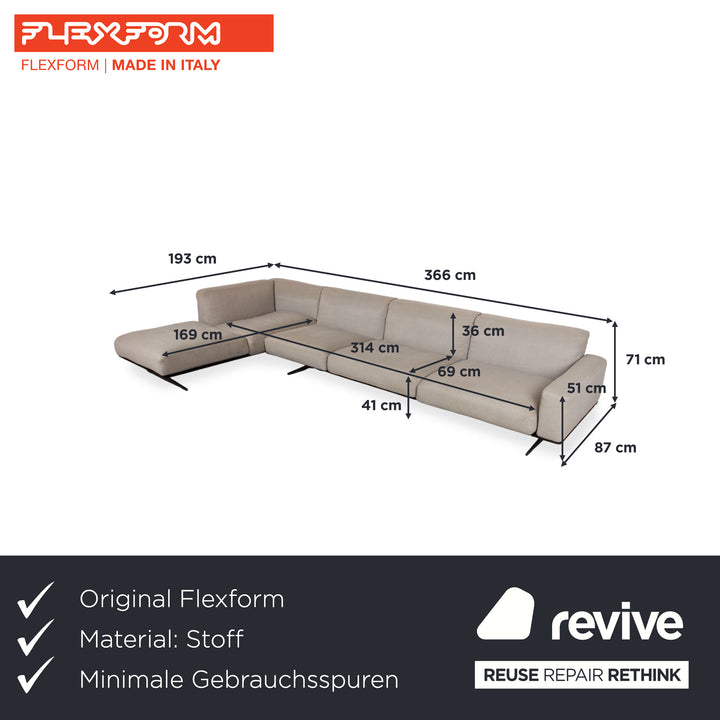 Flexform Soft Dream canapé d'angle en tissu beige crème par Antonio Citterio