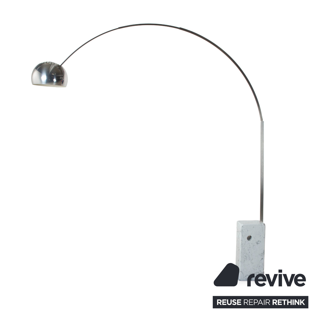 Flos Arco Marble Floor Lamp Silver