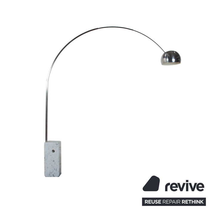 Flos Arco Marble Floor Lamp Silver