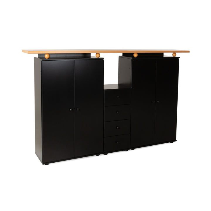 Flötotto Holz Sideboard Schwarz