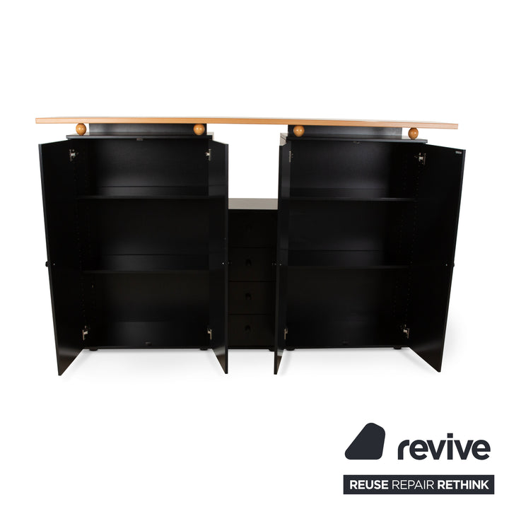 Flötotto Holz Sideboard Schwarz