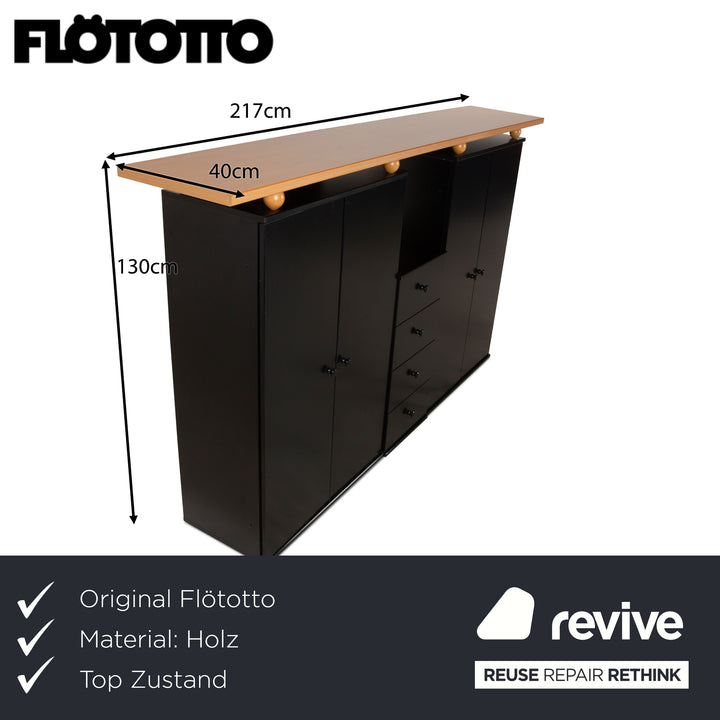 Flötotto Holz Sideboard Schwarz